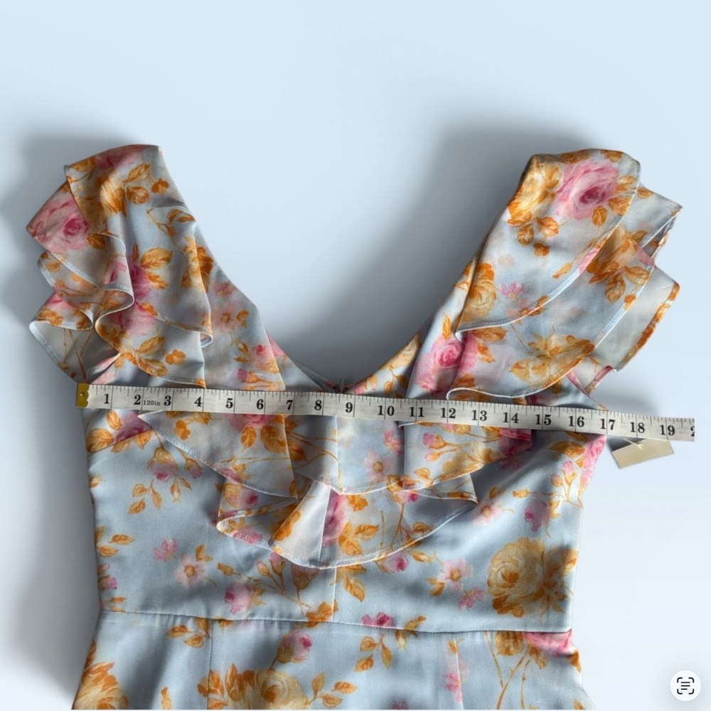 🌸🌸🌸 WAYF Dress Where Are You From Blue Chiffon Floral Maxi Dress Size Med and XS - Picture 6 of 12